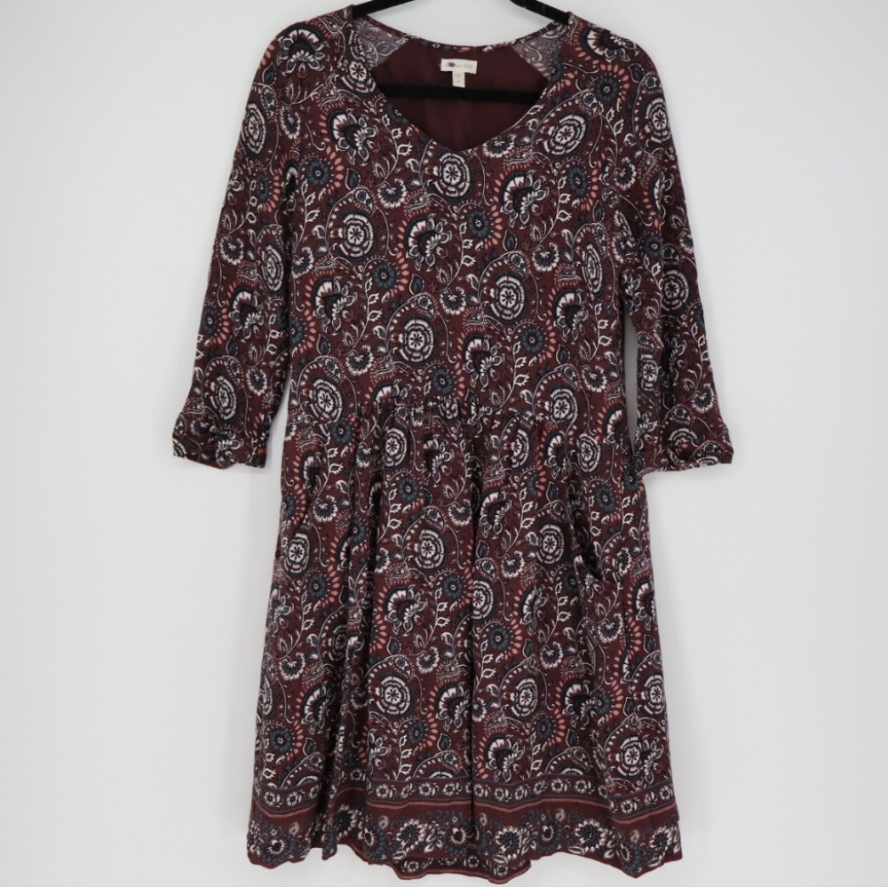 Garnet Hill Women's Floral Paisley Pocket Boho Dress Woman Plus Size 6 Western‎